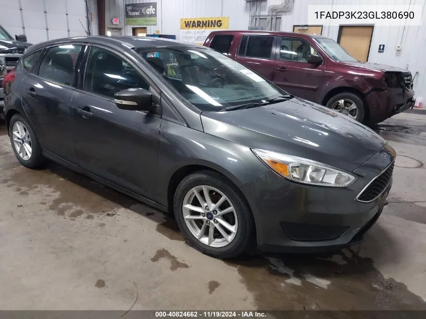 2016 Ford Focus Se VIN: 1FADP3K23GL380690 Lot: 40824662