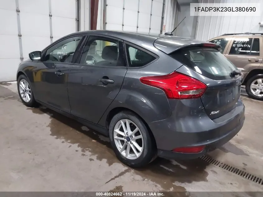 2016 Ford Focus Se VIN: 1FADP3K23GL380690 Lot: 40824662