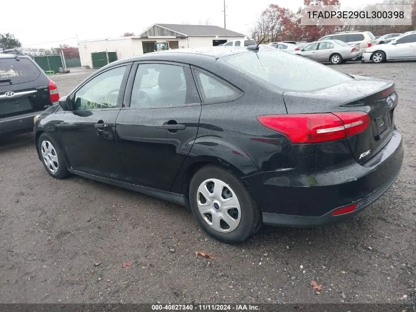 2016 Ford Focus S VIN: 1FADP3E29GL300398 Lot: 40827340