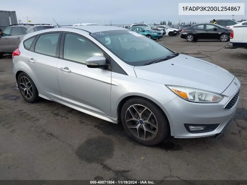 2016 Ford Focus Se VIN: 1FADP3K20GL254867 Lot: 40871504