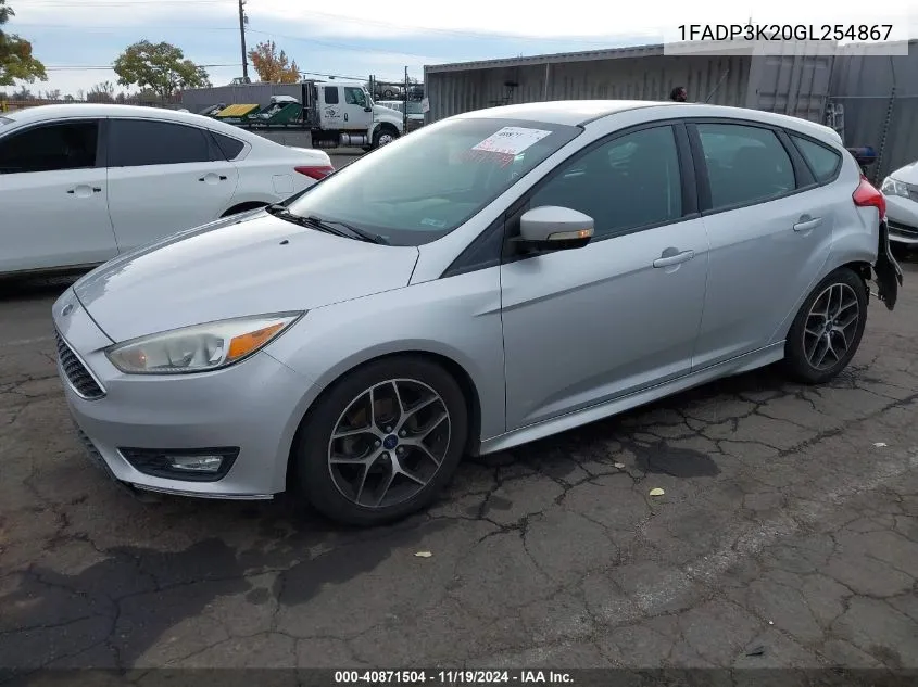 2016 Ford Focus Se VIN: 1FADP3K20GL254867 Lot: 40871504