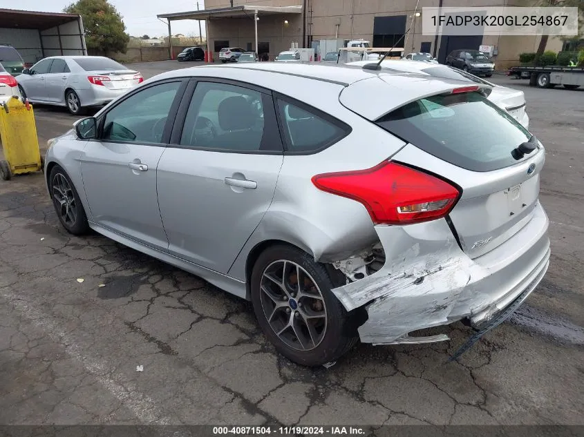 2016 Ford Focus Se VIN: 1FADP3K20GL254867 Lot: 40871504