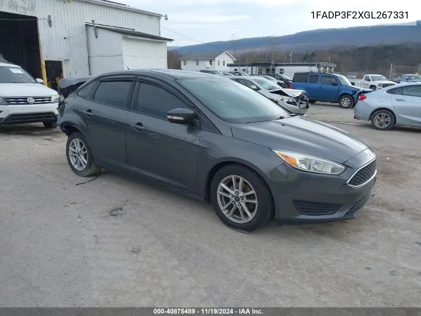 2016 Ford Focus Se VIN: 1FADP3F2XGL267331 Lot: 40875489