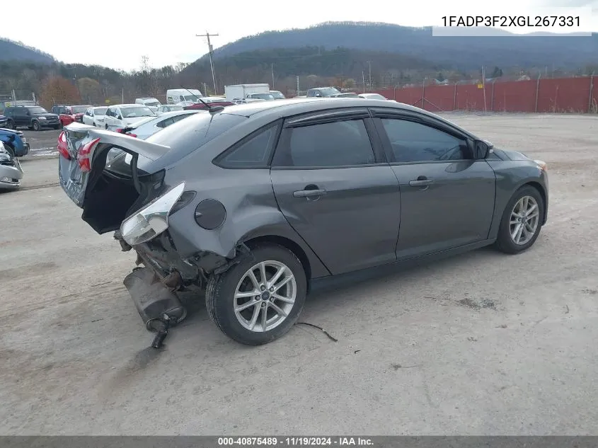 2016 Ford Focus Se VIN: 1FADP3F2XGL267331 Lot: 40875489