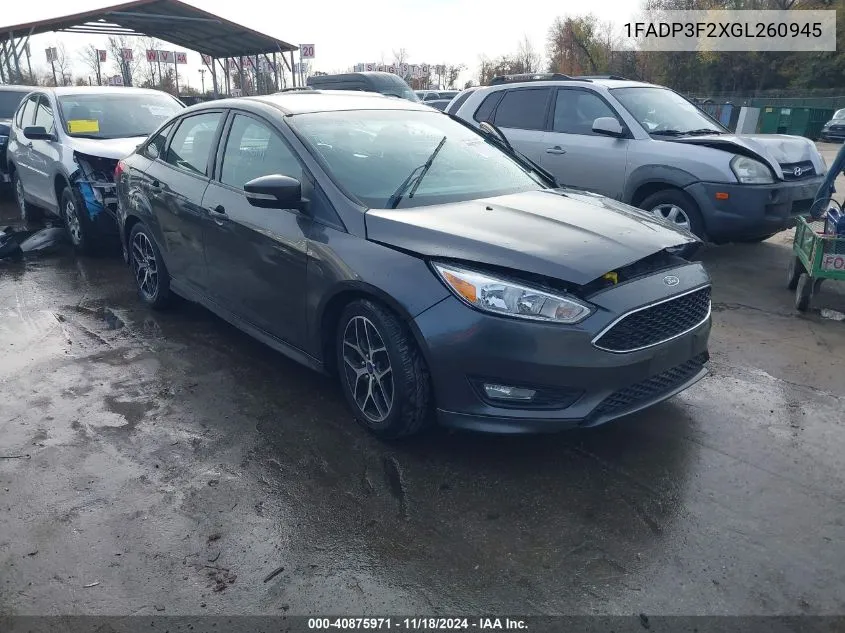 2016 Ford Focus Se VIN: 1FADP3F2XGL260945 Lot: 40875971