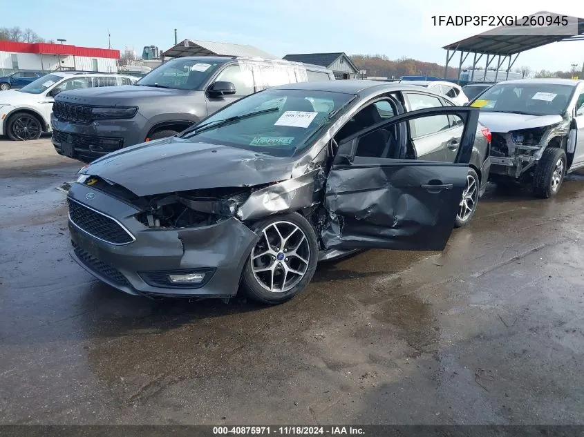 2016 Ford Focus Se VIN: 1FADP3F2XGL260945 Lot: 40875971