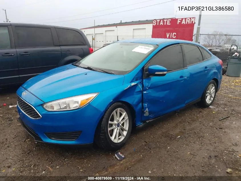 2016 Ford Focus Se VIN: 1FADP3F21GL386580 Lot: 40879509