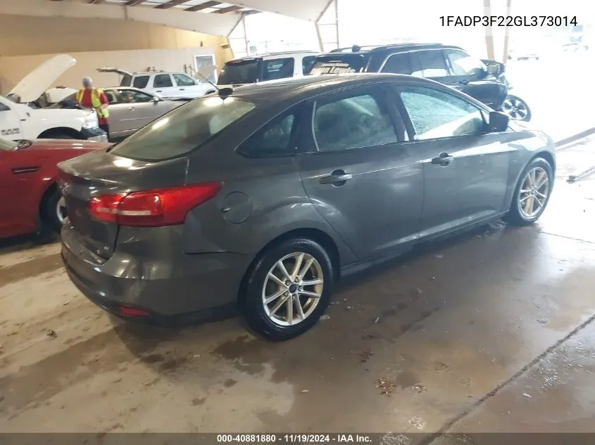 2016 Ford Focus Se VIN: 1FADP3F22GL373014 Lot: 40881880