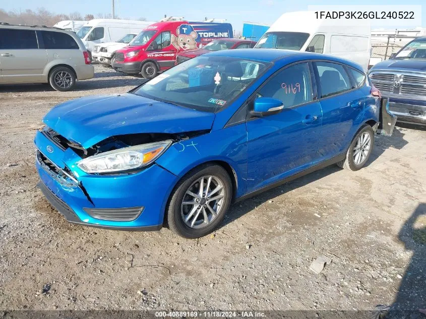 2016 Ford Focus Se VIN: 1FADP3K26GL240522 Lot: 40889169