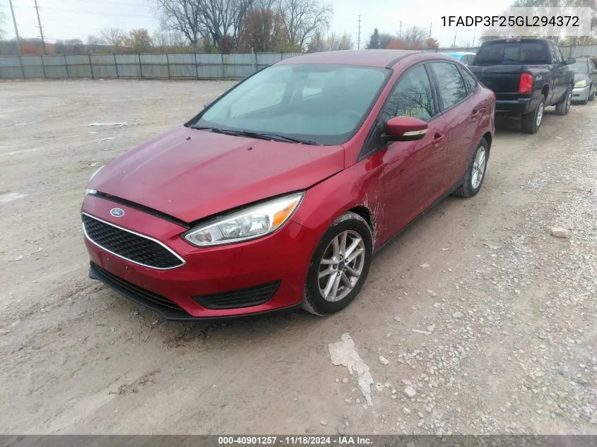 2016 Ford Focus Se VIN: 1FADP3F25GL294372 Lot: 40901257