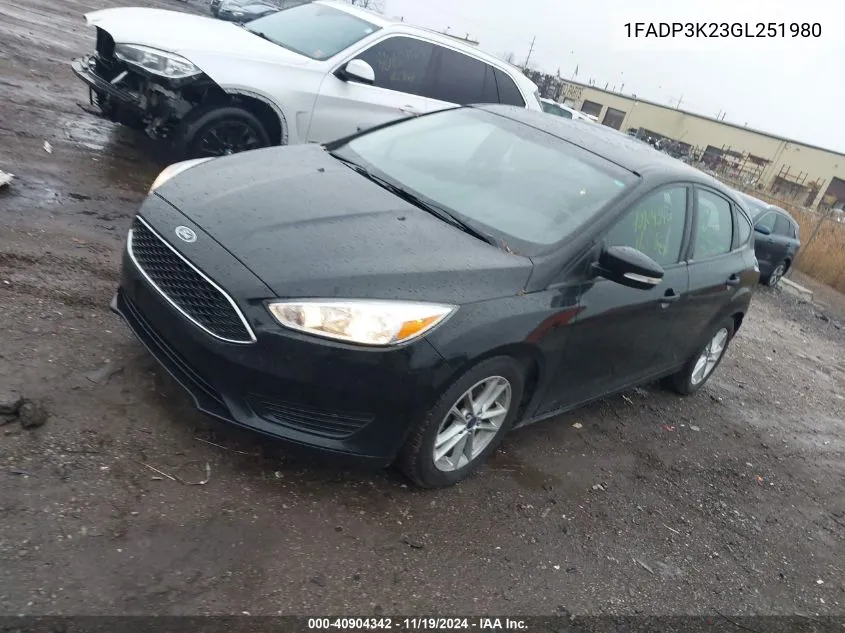 2016 Ford Focus Se VIN: 1FADP3K23GL251980 Lot: 40904342