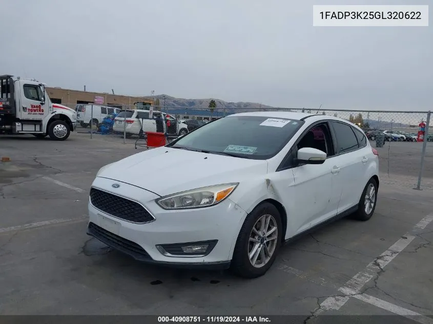 2016 Ford Focus Se VIN: 1FADP3K25GL320622 Lot: 40908751