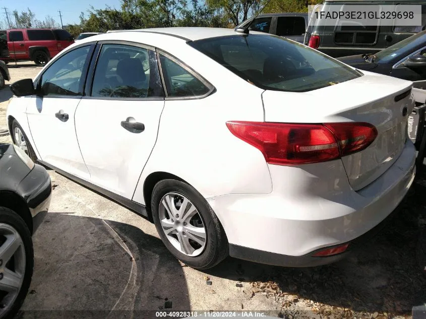 2016 Ford Focus S VIN: 1FADP3E21GL329698 Lot: 40928318