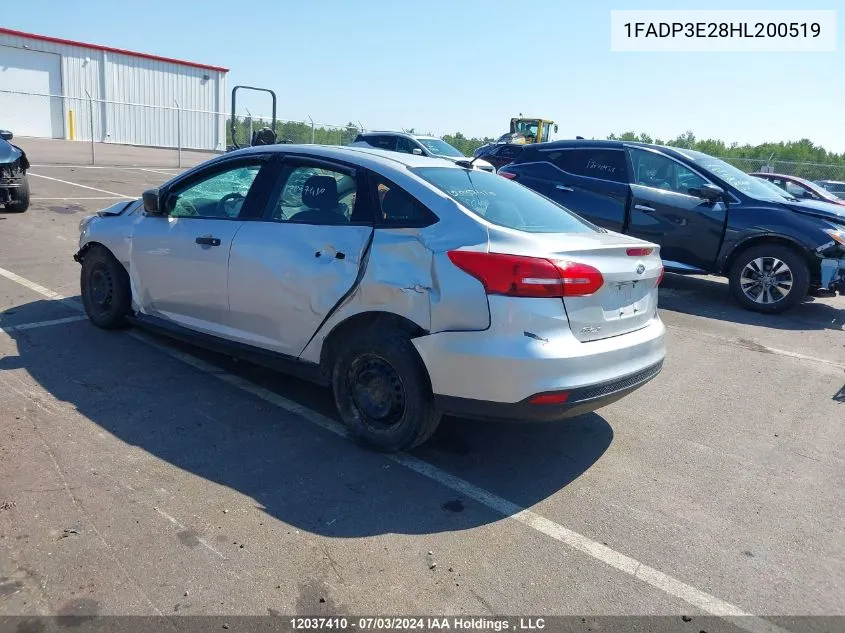 2017 Ford Focus S VIN: 1FADP3E28HL200519 Lot: 12037410