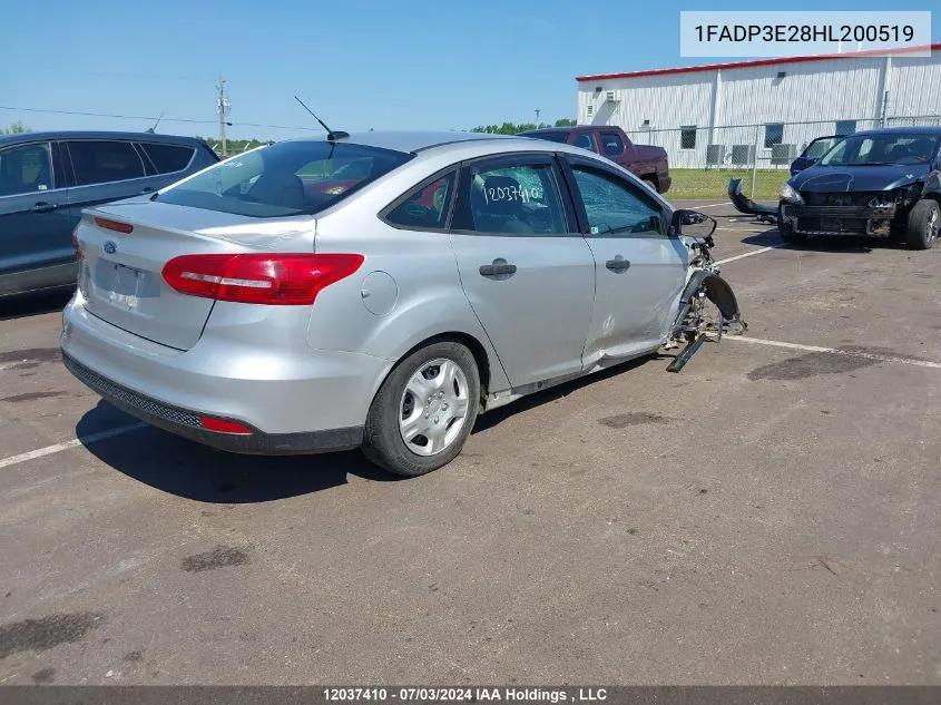 2017 Ford Focus S VIN: 1FADP3E28HL200519 Lot: 12037410