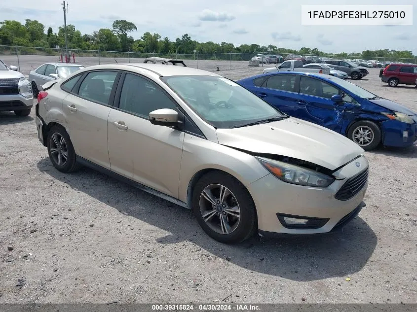 2017 Ford Focus Se VIN: 1FADP3FE3HL275010 Lot: 39315824