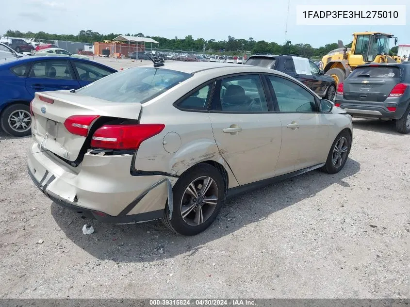 2017 Ford Focus Se VIN: 1FADP3FE3HL275010 Lot: 39315824