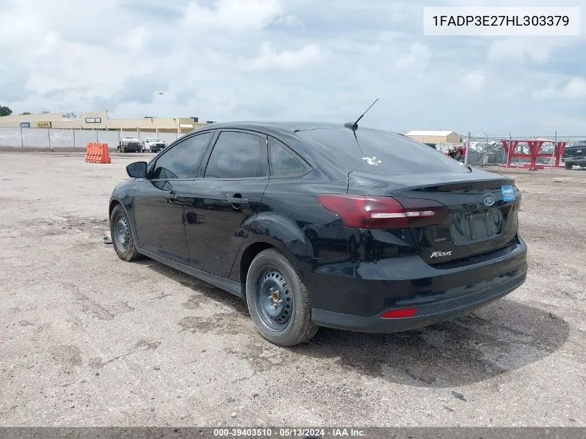 2017 Ford Focus S VIN: 1FADP3E27HL303379 Lot: 39403510