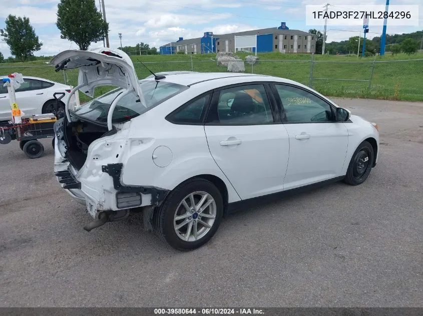 2017 Ford Focus Se VIN: 1FADP3F27HL284296 Lot: 39580644