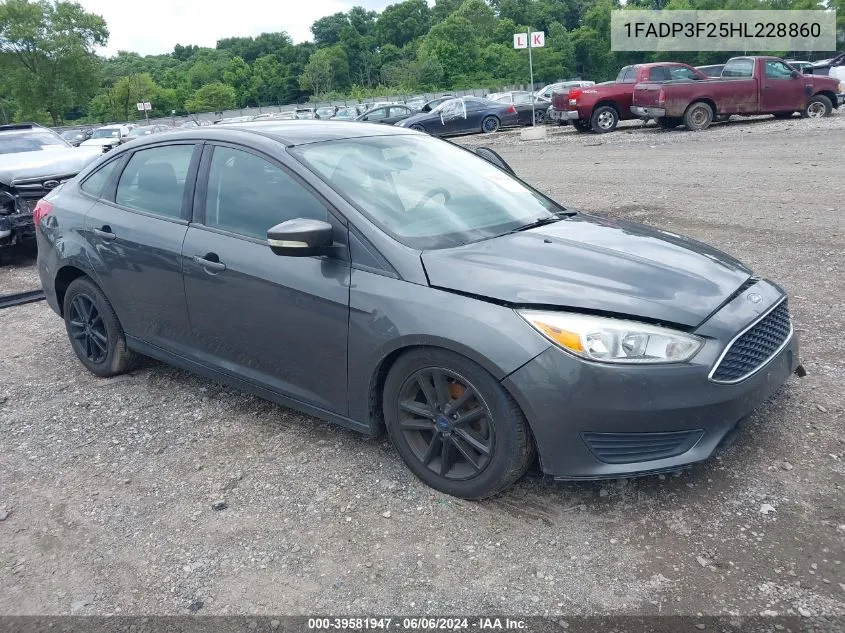 2017 Ford Focus Se VIN: 1FADP3F25HL228860 Lot: 39581947