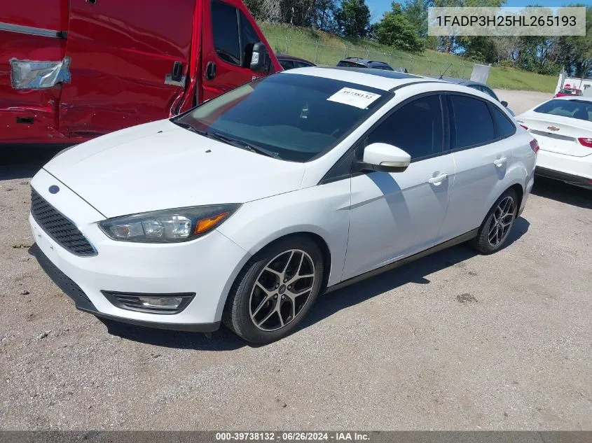 2017 Ford Focus Sel VIN: 1FADP3H25HL265193 Lot: 39738132