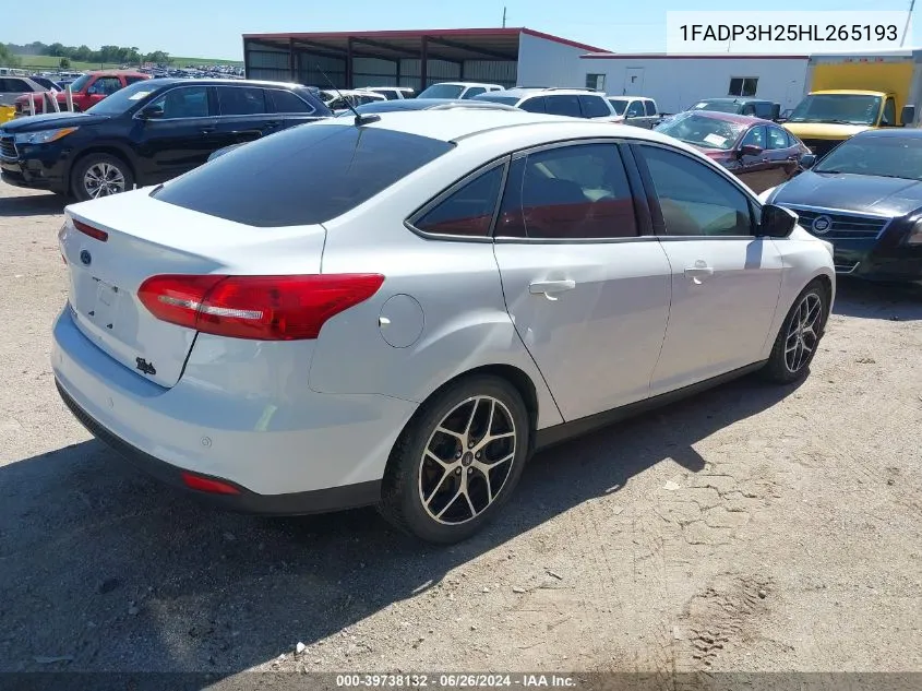 1FADP3H25HL265193 2017 Ford Focus Sel