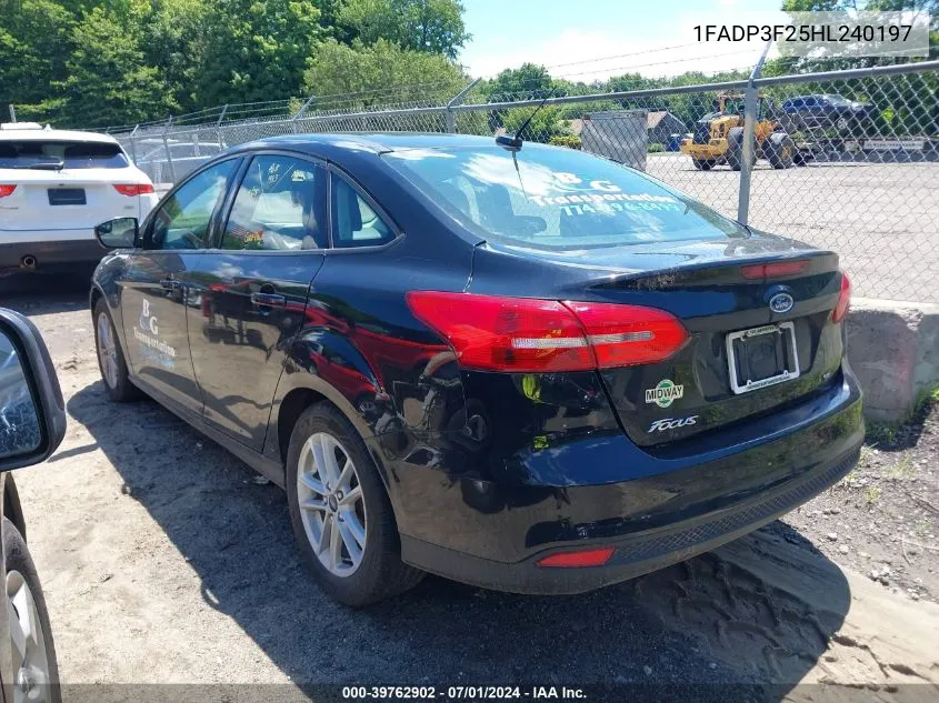 2017 Ford Focus Se VIN: 1FADP3F25HL240197 Lot: 39762902