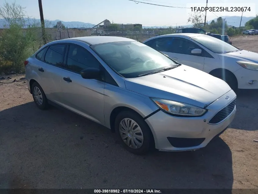 2017 Ford Focus S VIN: 1FADP3E25HL230674 Lot: 39818982