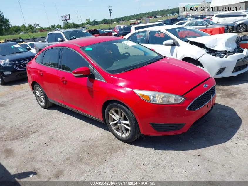 2017 Ford Focus Se VIN: 1FADP3F21HL280017 Lot: 39842384