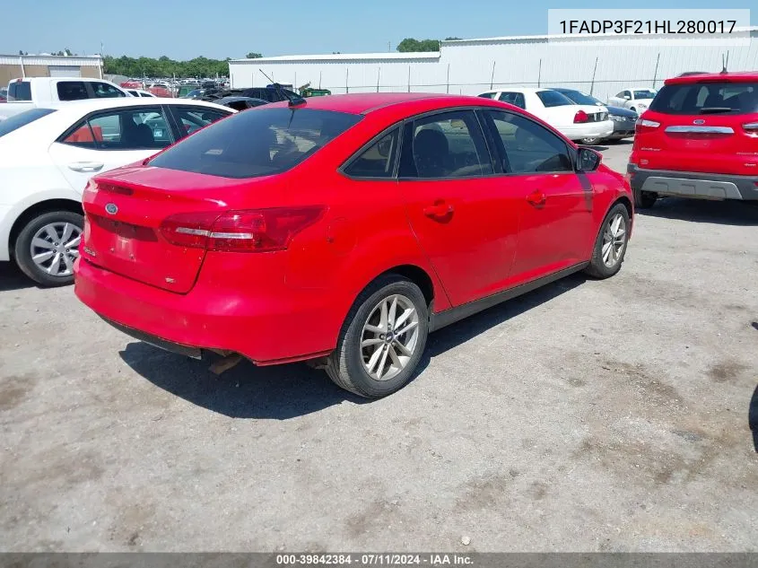 1FADP3F21HL280017 2017 Ford Focus Se