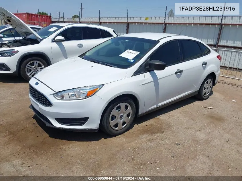 2017 Ford Focus S VIN: 1FADP3E28HL231916 Lot: 39859844