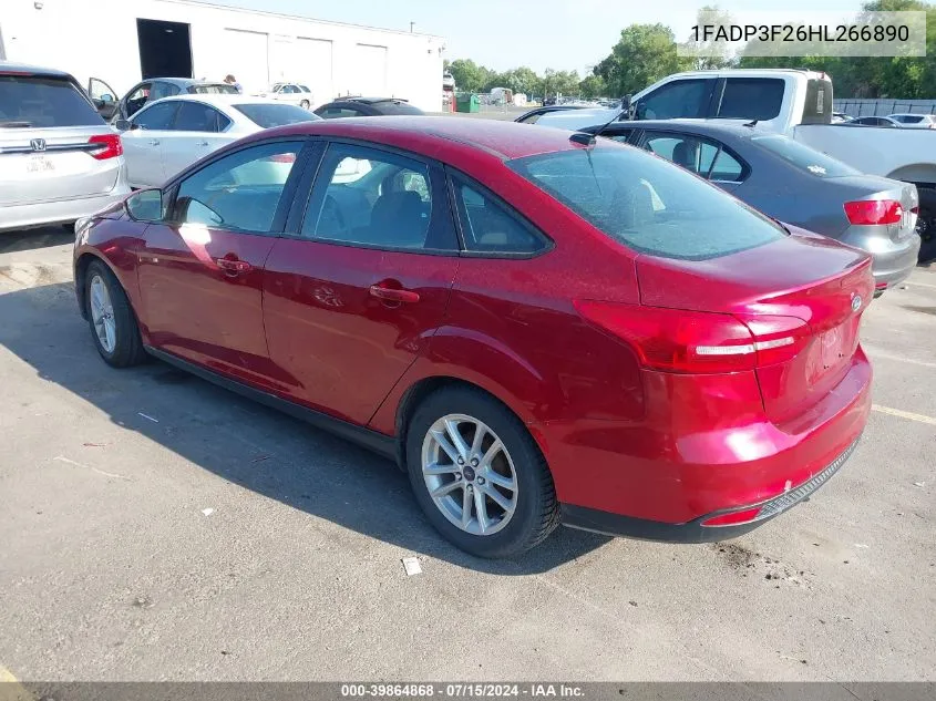 2017 Ford Focus Se VIN: 1FADP3F26HL266890 Lot: 39864868