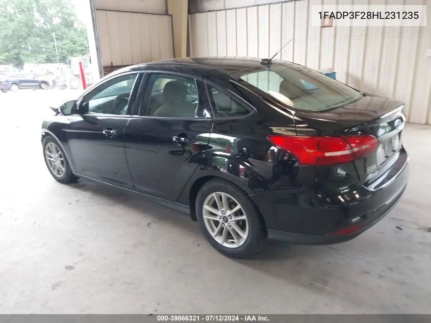 2017 Ford Focus Se VIN: 1FADP3F28HL231235 Lot: 39866321