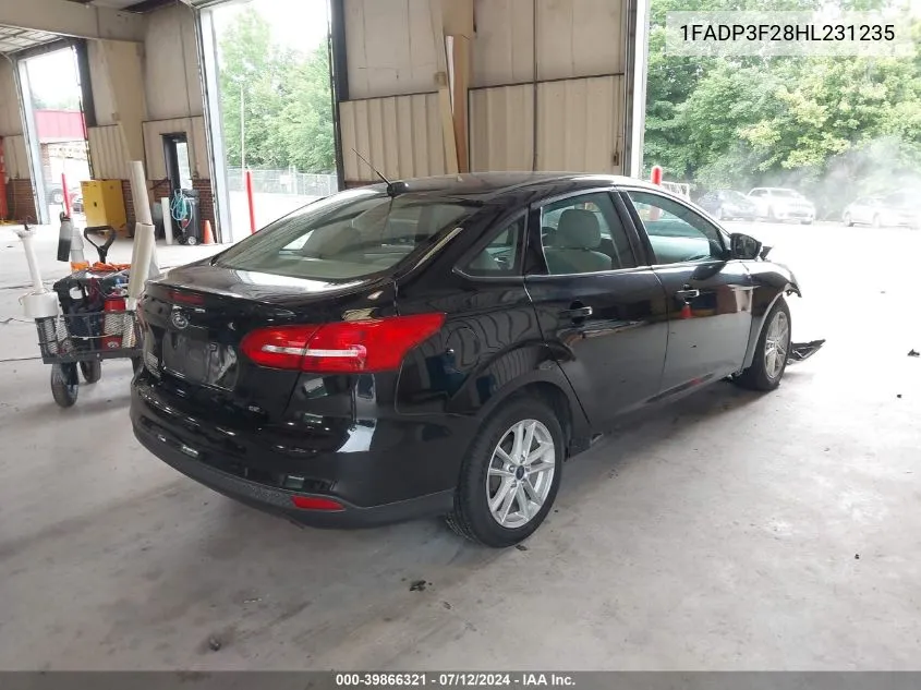 2017 Ford Focus Se VIN: 1FADP3F28HL231235 Lot: 39866321