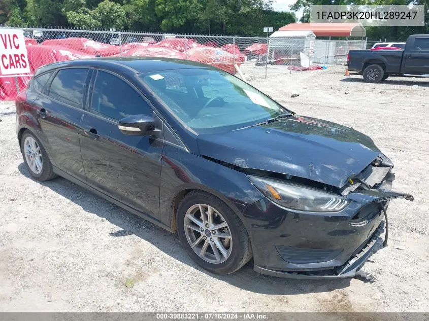 2017 Ford Focus Se VIN: 1FADP3K20HL289247 Lot: 39883221