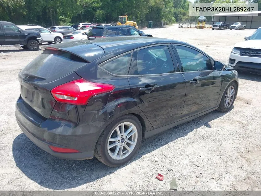 2017 Ford Focus Se VIN: 1FADP3K20HL289247 Lot: 39883221