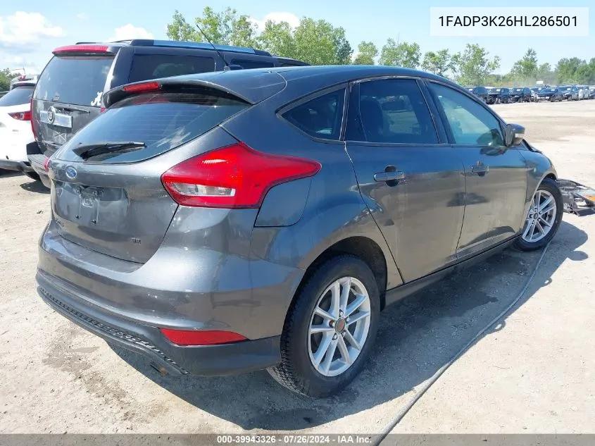 2017 Ford Focus Se VIN: 1FADP3K26HL286501 Lot: 39943326