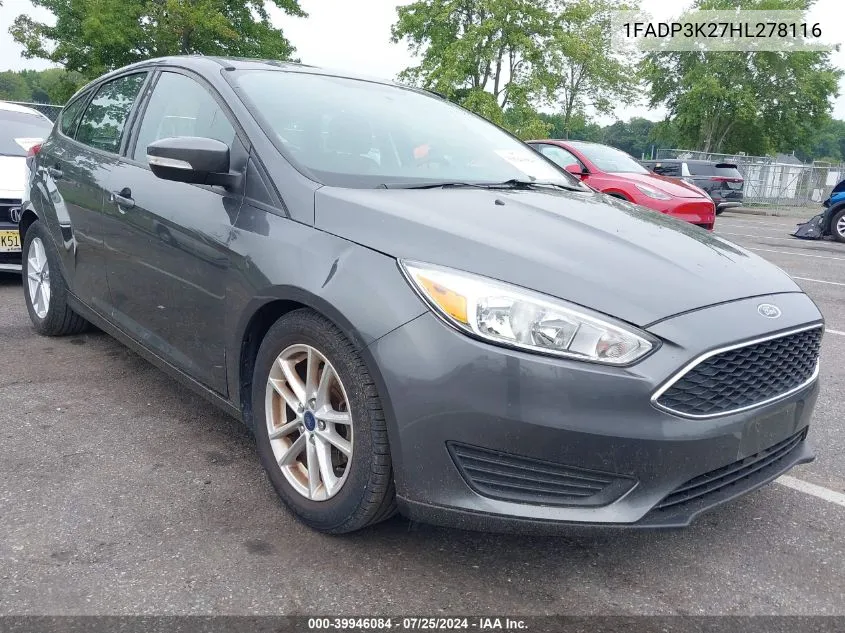 2017 Ford Focus Se VIN: 1FADP3K27HL278116 Lot: 39946084