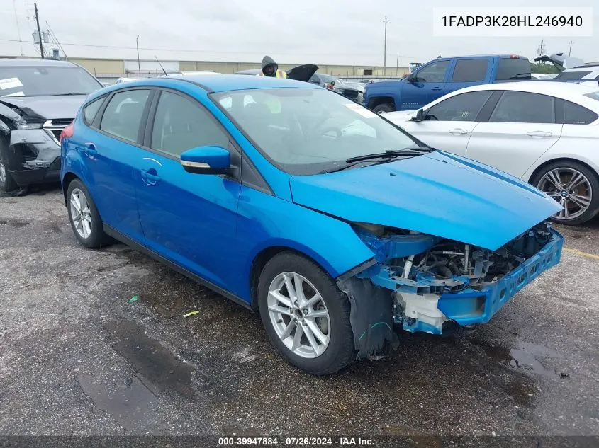 2017 Ford Focus Se VIN: 1FADP3K28HL246940 Lot: 39947884