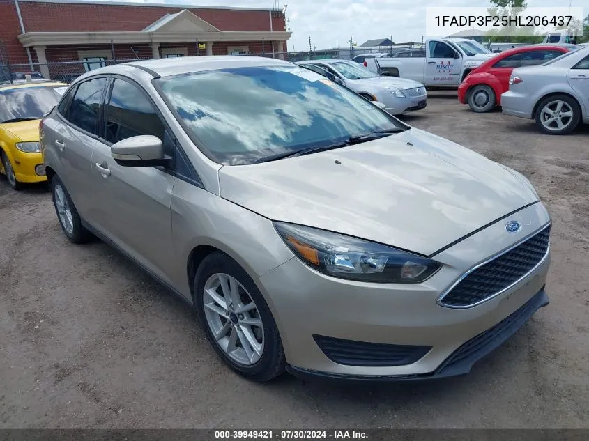 2017 Ford Focus Se VIN: 1FADP3F25HL206437 Lot: 39949421