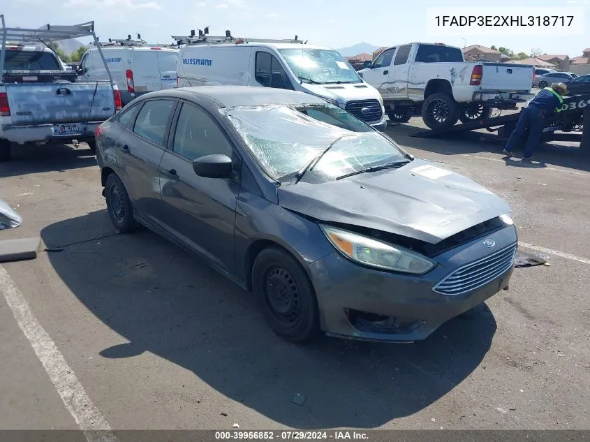 2017 Ford Focus S VIN: 1FADP3E2XHL318717 Lot: 39956852