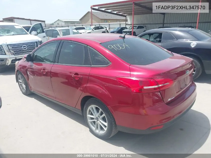 1FADP3F2XHL347570 2017 Ford Focus Se