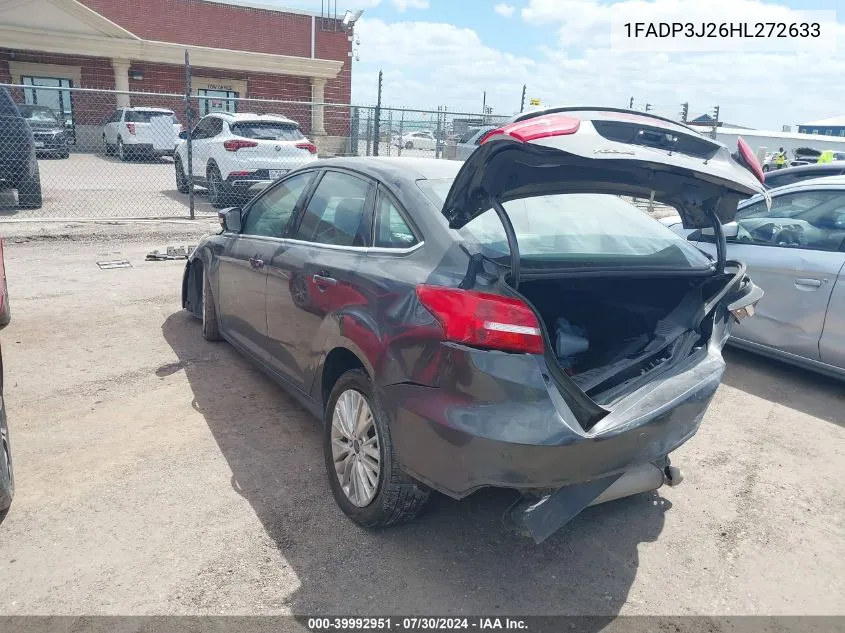 2017 Ford Focus Titanium VIN: 1FADP3J26HL272633 Lot: 39992951