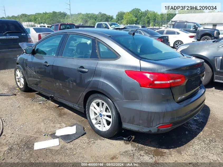 2017 Ford Focus Se VIN: 1FADP3F29HL209034 Lot: 40000166