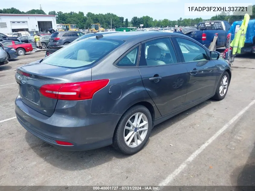 2017 Ford Focus Se VIN: 1FADP3F2XHL337721 Lot: 40001727