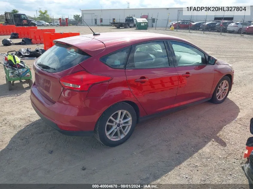 2017 Ford Focus Se VIN: 1FADP3K20HL327804 Lot: 40004670