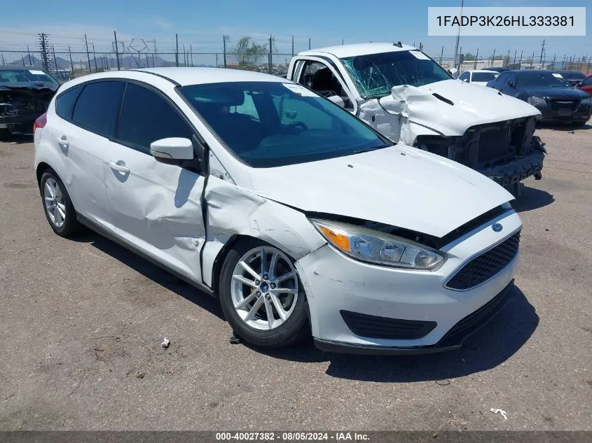 2017 Ford Focus Se VIN: 1FADP3K26HL333381 Lot: 40027382