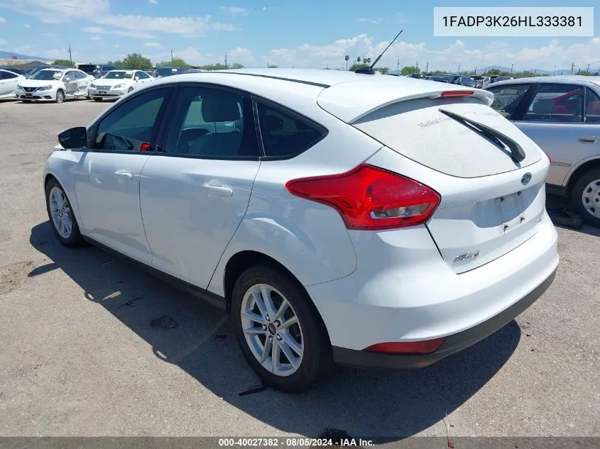 2017 Ford Focus Se VIN: 1FADP3K26HL333381 Lot: 40027382