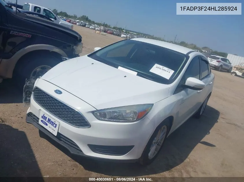 2017 Ford Focus Se VIN: 1FADP3F24HL285924 Lot: 40030651