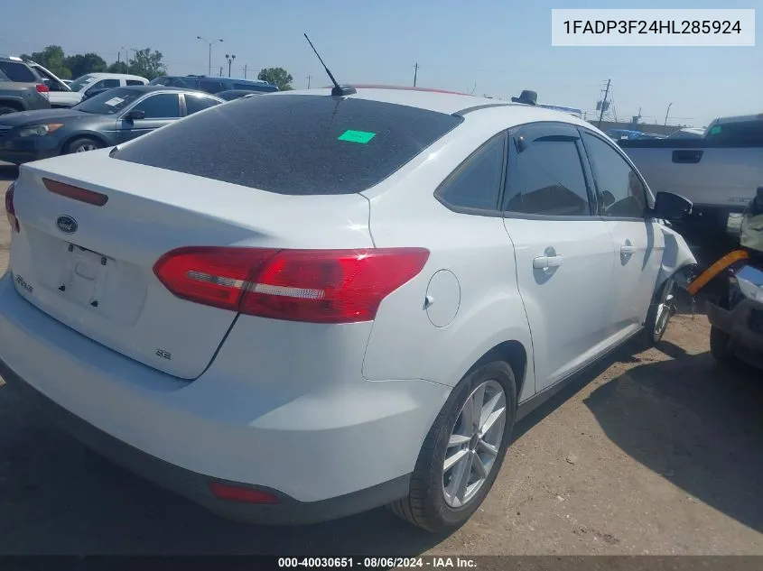 1FADP3F24HL285924 2017 Ford Focus Se